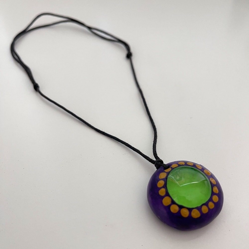 Purple and Green Psychedelic Pendant Necklace